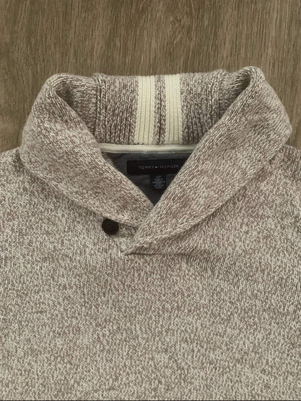 Tommy Hilfiger Men’s Cream Marled - Collar Sweater